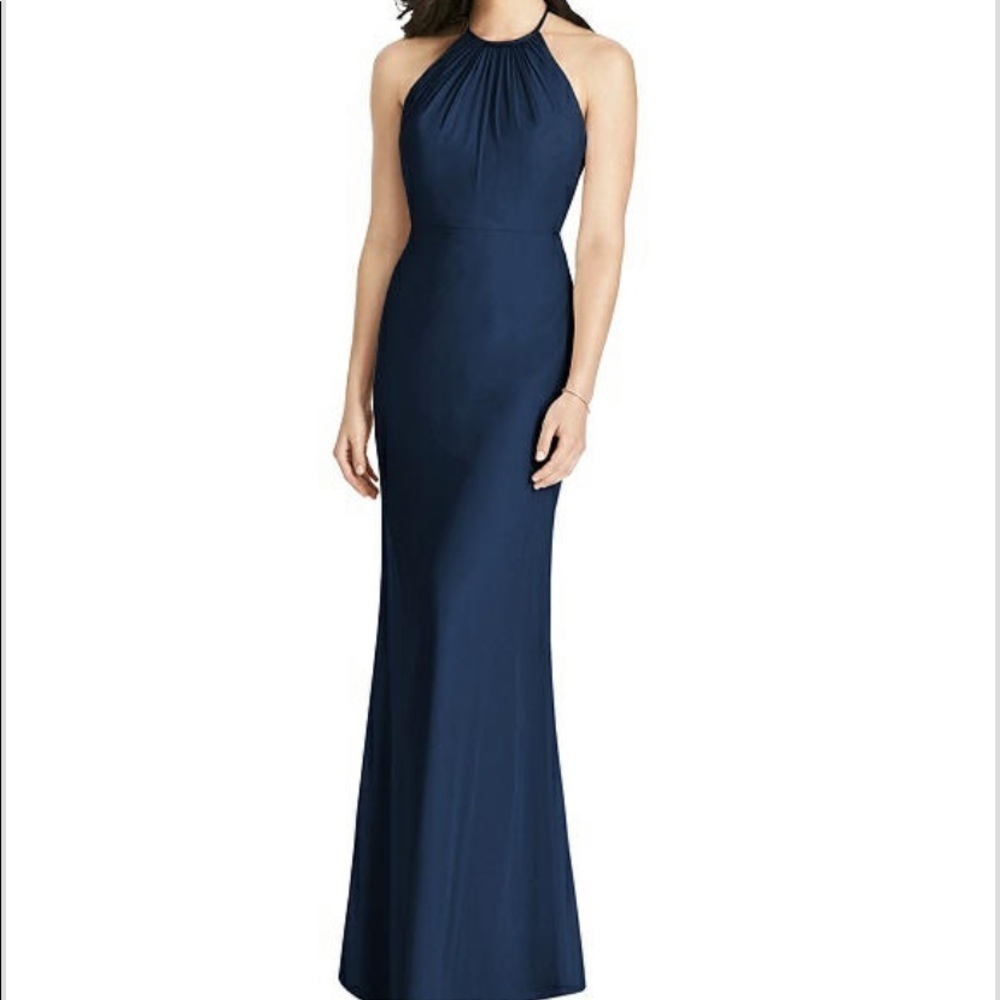 Dessy 3022 Criss Cross Ruffled Strap Halter Dress